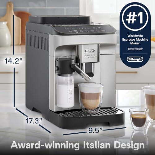 De'Longhi Magnifica Evo Automatic Espresso & Coffee Machine with Auto Milk Frother, Built-in Grinder & Auto-Clean Function - For Latte, Cappuccino, Americano, Iced Coffee, ECAM29084SB , Silver - My Kitchen Products