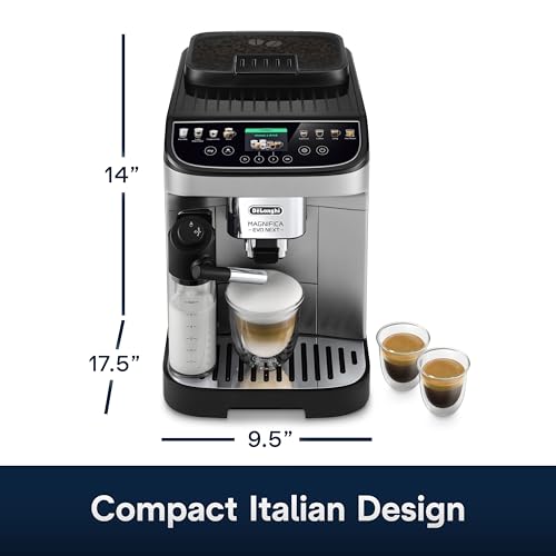 De'Longhi Magnifica Evo Next Fully Automatic Espresso Machine - Programmable Coffee Maker with Grinder and Milk Frother - Hot & Cold Brewer for Espresso, Latte, Cappuccino, Americano, Tea and More - My Kitchen Products