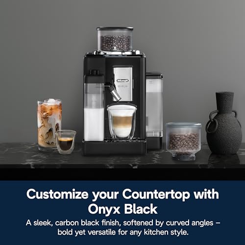 De'Longhi Rivelia Automatic Espresso Machine with Grinder & Milk Frother – All-in-One Coffee Maker, Hot & Iced Latte, Cappuccino, Bean Switch System, Burr Grinder, Compact Italian Design, Black - My Kitchen Products