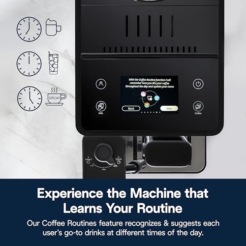 De'Longhi Rivelia Automatic Espresso Machine with Grinder & Milk Frother – All-in-One Coffee Maker, Hot & Iced Latte, Cappuccino, Bean Switch System, Burr Grinder, Compact Italian Design, Black - My Kitchen Products
