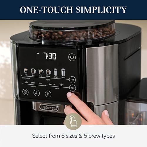 De'Longhi True Brew Drip Coffee Maker, Built in Grinder, Single Serve, 8 oz to 24 oz, Hot or Iced Coffee, Stainless, CAM51025MB - My Kitchen Products
