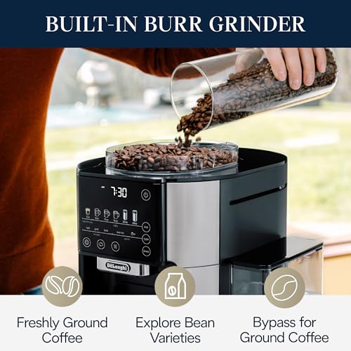 De'Longhi True Brew Drip Coffee Maker, Built in Grinder, Single Serve, 8 oz to 24 oz, Hot or Iced Coffee, Stainless, CAM51025MB - My Kitchen Products