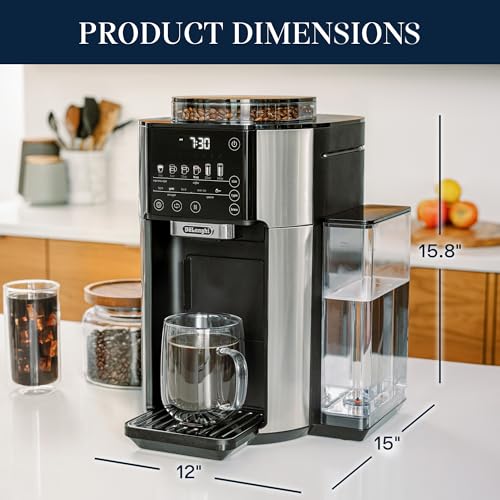 De'Longhi True Brew Drip Coffee Maker, Built in Grinder, Single Serve, 8 oz to 24 oz, Hot or Iced Coffee, Stainless, CAM51025MB - My Kitchen Products