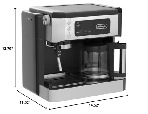 De'Longhi UPGRADED All-in-One Combination Coffee Maker & Espresso Machine + Advanced Adjustable Milk Frother for Cappuccino & Latte + Glass Coffee Pot 10-Cup, COM532M black - My Kitchen Products