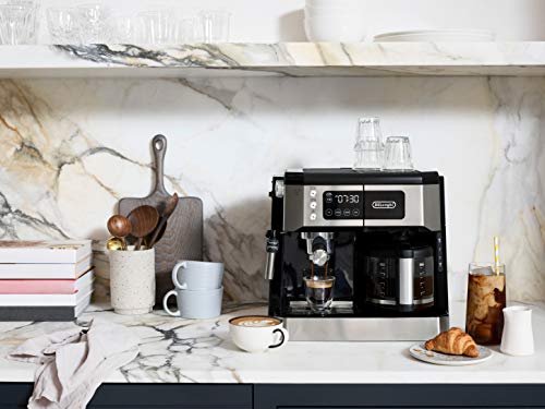 De'Longhi UPGRADED All-in-One Combination Coffee Maker & Espresso Machine + Advanced Adjustable Milk Frother for Cappuccino & Latte + Glass Coffee Pot 10-Cup, COM532M black - My Kitchen Products
