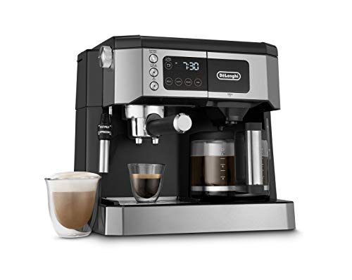 De'Longhi UPGRADED All-in-One Combination Coffee Maker & Espresso Machine + Advanced Adjustable Milk Frother for Cappuccino & Latte + Glass Coffee Pot 10-Cup, COM532M black - My Kitchen Products