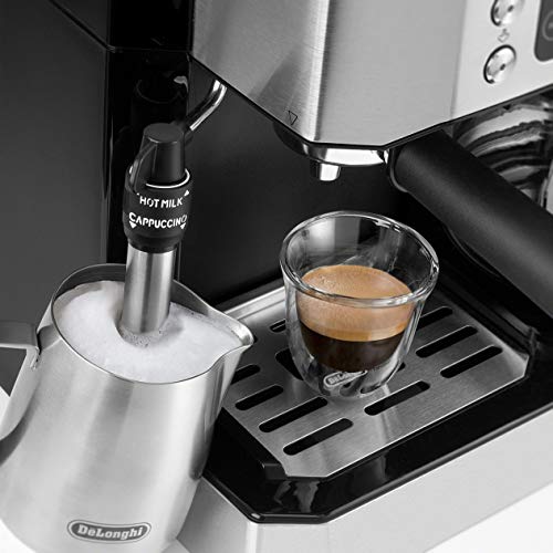 De'Longhi UPGRADED All-in-One Combination Coffee Maker & Espresso Machine + Advanced Adjustable Milk Frother for Cappuccino & Latte + Glass Coffee Pot 10-Cup, COM532M black - My Kitchen Products