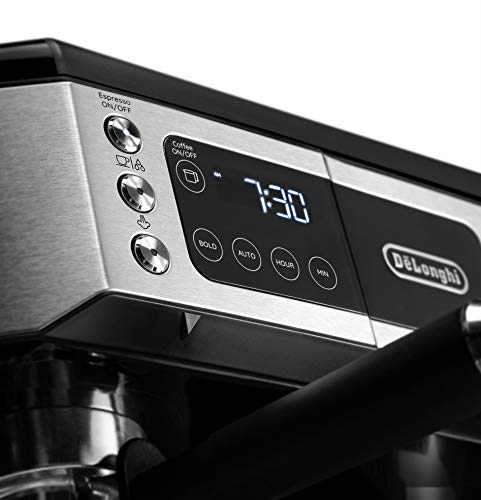 De'Longhi UPGRADED All-in-One Combination Coffee Maker & Espresso Machine + Advanced Adjustable Milk Frother for Cappuccino & Latte + Glass Coffee Pot 10-Cup, COM532M black - My Kitchen Products