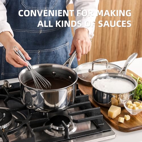 Deluxe 13 Piece Hybrid Ceramic Nonstick Stainless Steel Cookware Set-5 Piece Frying Pan Set, 6 PC Pot Set, 3.7QT Deep Sauté Pan&Lid, Induction Ready, Stay Cool, PFOA Free Compatible with All Cooktops - My Kitchen Products