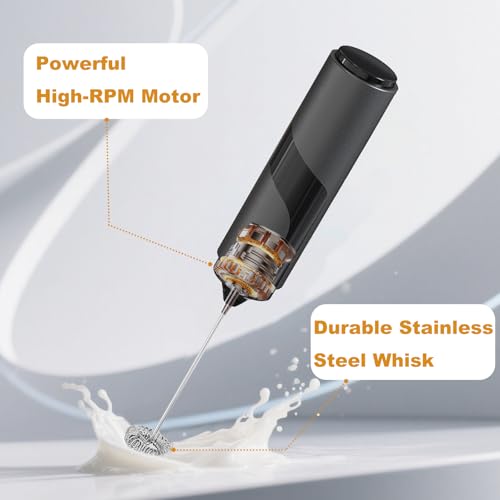 DENENTT Handheld Milk Frother with Cover- 15-Second Silent Drink Mixer, Travel-Ready with ABS Sleeve, No Charging Required for Coffee, Matcha & Shakes - My Kitchen Products