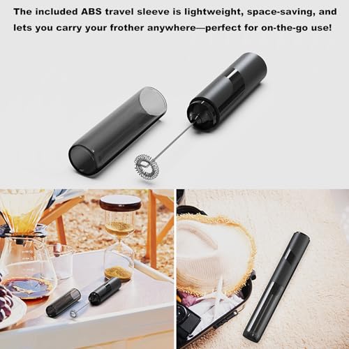 DENENTT Handheld Milk Frother with Cover- 15-Second Silent Drink Mixer, Travel-Ready with ABS Sleeve, No Charging Required for Coffee, Matcha & Shakes - My Kitchen Products