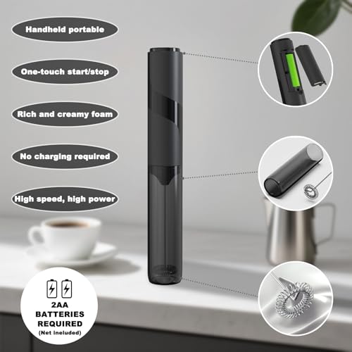 DENENTT Handheld Milk Frother with Cover- 15-Second Silent Drink Mixer, Travel-Ready with ABS Sleeve, No Charging Required for Coffee, Matcha & Shakes - My Kitchen Products