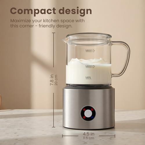 Detachable Milk Frother, 4 in 1 Milk Frother and Steamer, Dishwasher Safe, Glass Frother 16.9oz Warm and Cold Foam Maker, Electric Milk Frother for Coffee, Latte, Hot Chocolate (Silver) - My Kitchen Products