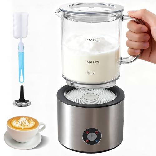 Detachable Milk Frother, 4 in 1 Milk Frother and Steamer, Dishwasher Safe, Glass Frother 16.9oz Warm and Cold Foam Maker, Electric Milk Frother for Coffee, Latte, Hot Chocolate (Silver) - My Kitchen Products