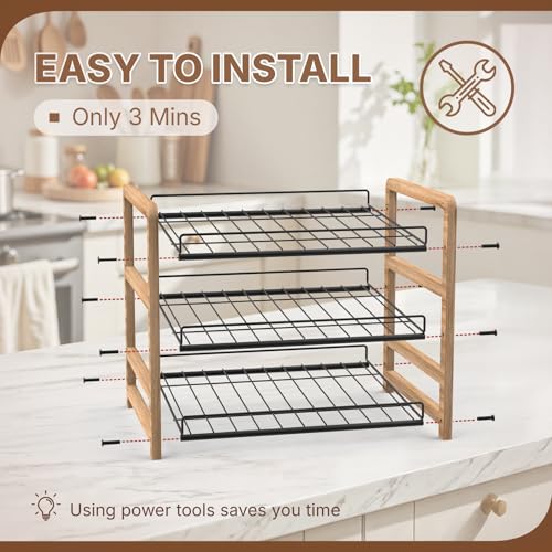 DGWJSU Can Organizer for Pantry 3-Tier, Can Storage Organizer Pantry, Soda Can Organizer, Holds up to 36 Cans Holders for Pantry, Cabinet, Countertop, Carbonized Brown - My Kitchen Products