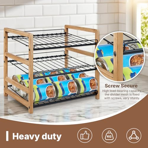 DGWJSU Can Organizer for Pantry 3-Tier, Can Storage Organizer Pantry, Soda Can Organizer, Holds up to 36 Cans Holders for Pantry, Cabinet, Countertop, Carbonized Brown - My Kitchen Products