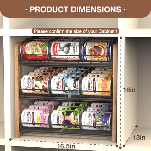 DGWJSU Can Organizer for Pantry 3-Tier, Can Storage Organizer Pantry, Soda Can Organizer, Holds up to 36 Cans Holders for Pantry, Cabinet, Countertop, Carbonized Brown - My Kitchen Products