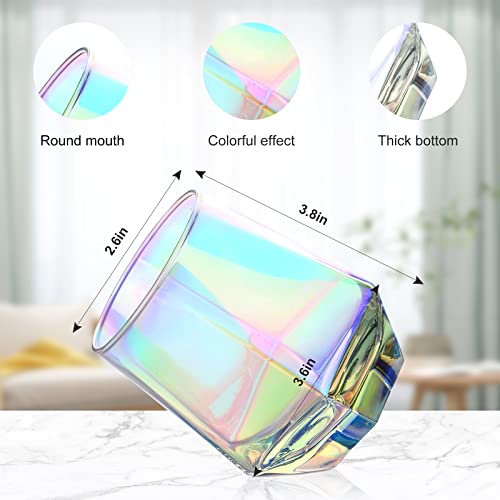 DIEWEISIMI Wine Glasses Set of 2, Diamond Stemless Wine Glasses - Iridescent Glassware - My Kitchen Products