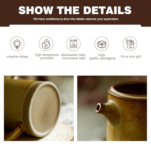 DIF DECO Pour Over Coffee Maker Set Vintage Ceramic Pour Over Coffee Dripper Set with 20 Count Paper Coffee Filters,for Home Café Restaurant Camping,15.8 Ounces(Yellow) - My Kitchen Products