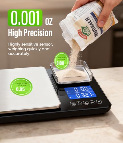 Digital Dual Platform Kitchen Scale, 33 lb Large & 1.1 lb Mini Food Scale with Dual-Line LCD Display, Stainless Steel, High Precision for Baking, Cooking, and Meal Prep - My Kitchen Products