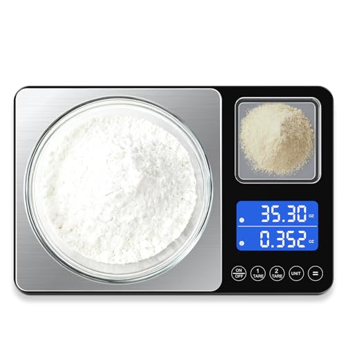 Digital Dual Platform Kitchen Scale, 33 lb Large & 1.1 lb Mini Food Scale with Dual-Line LCD Display, Stainless Steel, High Precision for Baking, Cooking, and Meal Prep - My Kitchen Products