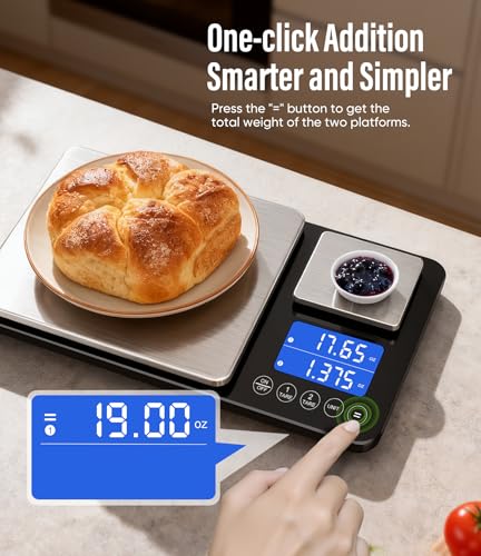 Digital Dual Platform Kitchen Scale, 33 lb Large & 1.1 lb Mini Food Scale with Dual-Line LCD Display, Stainless Steel, High Precision for Baking, Cooking, and Meal Prep - My Kitchen Products