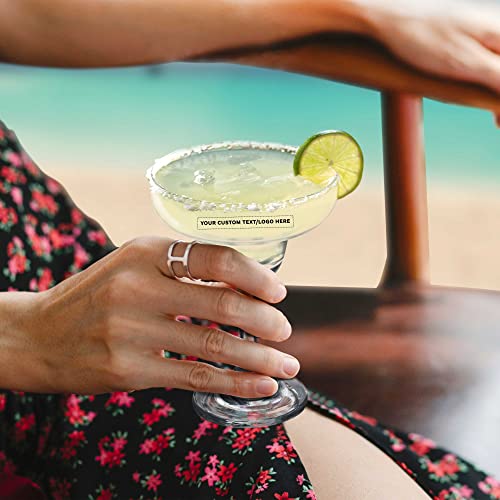 DISCOUNT PROMOS 10 Margarita Glasses Set, 9 oz. - Personalized Text, Logo - Classic, Smooth, Barware, Glassware - Clear - My Kitchen Products