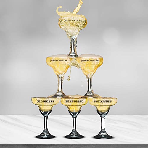 DISCOUNT PROMOS 10 Margarita Glasses Set, 9 oz. - Personalized Text, Logo - Classic, Smooth, Barware, Glassware - Clear - My Kitchen Products