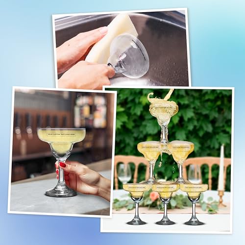 DISCOUNT PROMOS 10 Margarita Glasses Set, 9 oz. - Personalized Text, Logo - Classic, Smooth, Barware, Glassware - Clear - My Kitchen Products