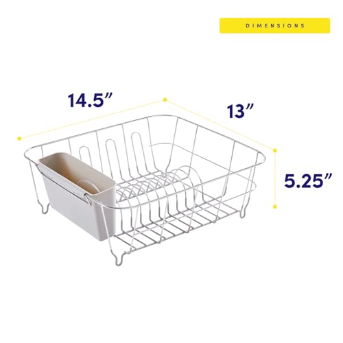 Dish Drying Rack & Cutlery Holder 2 Piece Set - Compact Sink-Fitting Dish Drainer with Rubberized Undercoating, Space-Saving Kitchen Organizer for Plates, Cups, Bowls & Utensils in Sink, Silver - My Kitchen Products
