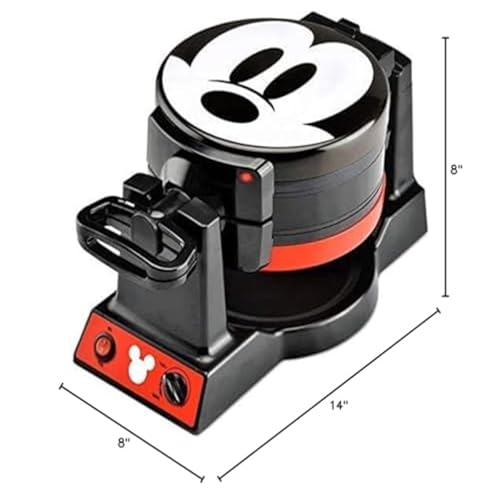 Disney Mickey Mouse MIC-62 Double Flip Waffle Maker by Select Brands - Nonstick Mini Waffle Iron with Rotating Design - Makes 6 Mickey Waffles - Variable Shade Control - My Kitchen Products