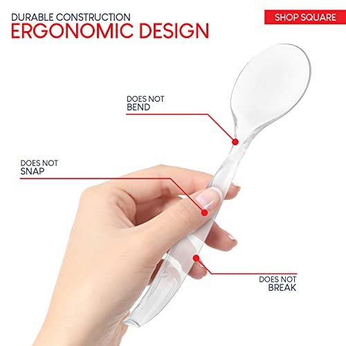 Disposable Plastic Serving Utensils - Set of 18 Clear Buffet Serving Utensils, 6 Each 6" Tongs, 10” Spoons, 10” Forks - My Kitchen Products