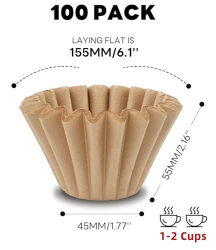 Disposable Small Coffee Filters,100PCS Unbleached Basket Coffee Paper Filter for Ninja Pods & Grounds Specialty Single-Serve Coffee Maker PB051 PB041, Kalita Wave Dripper 155, 1-2 Cup - My Kitchen Products