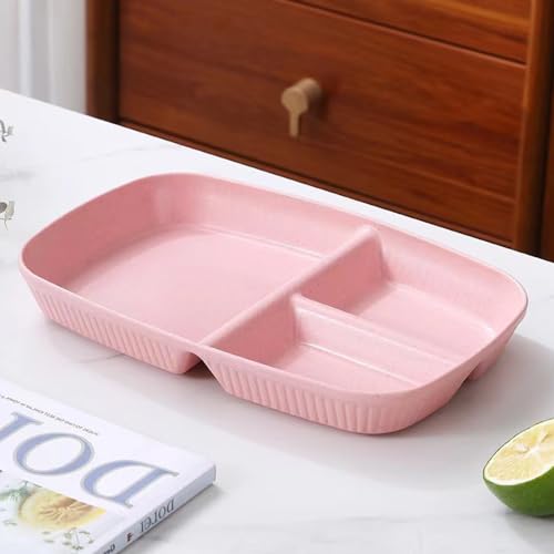 Divided Plates 10.5 Inch for Adults, Portion Control Bariatric Plate, Wheat Straw Plates with 3 Compartments, Unbreakable Reusable Portion Control Plates, BPA Free(4PCS) (INS Series-4PACK) - My Kitchen Products