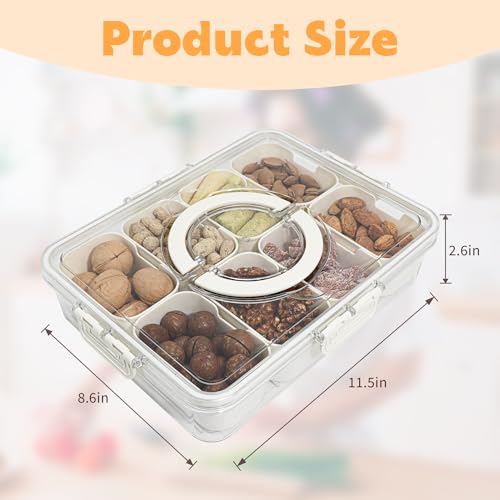 Divided Serving Tray with Lid and Handle,8 Compartments Snacks Box,Snack Fruit Tray,Veggie Tray,Portable Platter for Candy Fruits Nuts Snack Party Entertaining Picnic(2 PCS) - My Kitchen Products