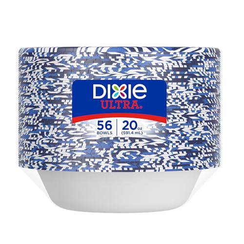 Dixie Ultra, Large Paper Bowls, 20 Oz, 56 Count, Microwave Safe, Compostable, Disposable Bowls Great For Breakfast, Lunch, And Dinner Meals - My Kitchen Products