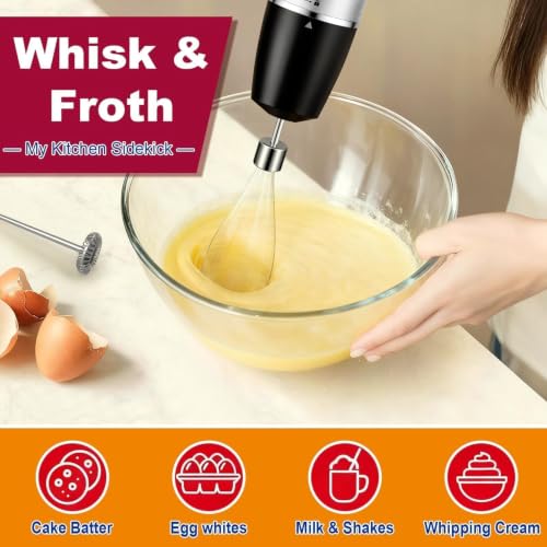 Djecak Orla 1100W 5-in-1 Immersion Blender Handheld, 30 Speed Stick Blender with Turbo, 15,500 RPM, Includes Whisk, Milk Frother, 500ml Chopper & 600ml Beaker Black - My Kitchen Products