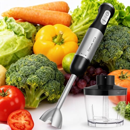 Djecak Orla 1100W 5-in-1 Immersion Blender Handheld, 30 Speed Stick Blender with Turbo, 15,500 RPM, Includes Whisk, Milk Frother, 500ml Chopper & 600ml Beaker Black - My Kitchen Products