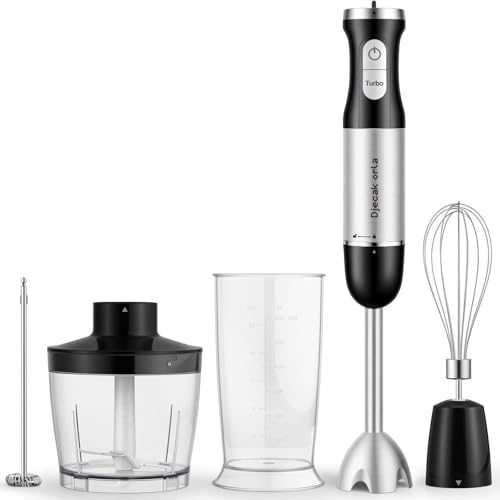 Djecak Orla 1100W 5-in-1 Immersion Blender Handheld, 30 Speed Stick Blender with Turbo, 15,500 RPM, Includes Whisk, Milk Frother, 500ml Chopper & 600ml Beaker Black - My Kitchen Products