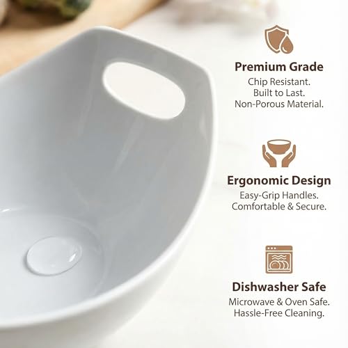 DLIM HOME Ceramic Serving Bowls with Handles, Large Salad Bowl Set for Entertaining, Mixing, Serving Dishes for Parties, Kitchen, Housewarming & Everyday Use, Set of 3, 15/28/49 oz - My Kitchen Products