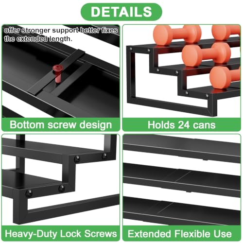 Dmevkic 3-Tier Expandable Can Organizer for Pantry,Adjustable 15''-25'' Metal Can Organizer Holds Up to 24 Cans,Can Holder for Pantry Kitchen Cabinet Countertop,Black - My Kitchen Products
