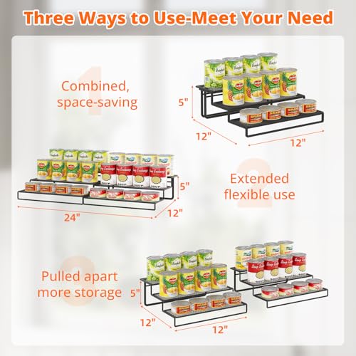 Dmevkic Expandable Can Organizer for Pantry,3-Tier Adjustable Can Organizers and Storage Holds Up to 24 Cans,Can Storage Rack for Pantry,Kitchen,Cabinet - My Kitchen Products