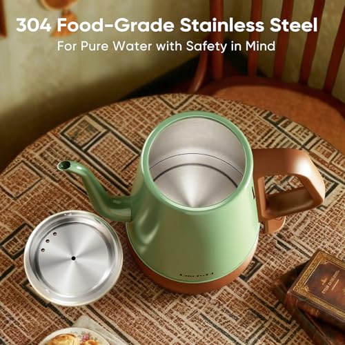 DmofwHi Gooseneck Electric Kettle(1.0L), 100% Stainless Steel BPA Free Classic Pour Over Coffee Kettle | Tea Kettle - Green - My Kitchen Products
