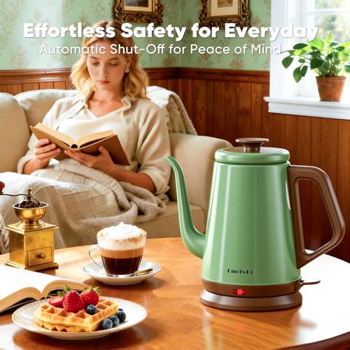 DmofwHi Gooseneck Electric Kettle(1.0L), 100% Stainless Steel BPA Free Classic Pour Over Coffee Kettle | Tea Kettle - Green - My Kitchen Products