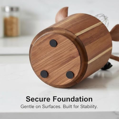 Dobyusf Acacia Wood Utensil Holder - 360° Rotating Countertop Organizer with Non-Slip Base, Large Capacity Kitchen Utensil Crock for Spatula, Spoon & Cooking Tools - My Kitchen Products