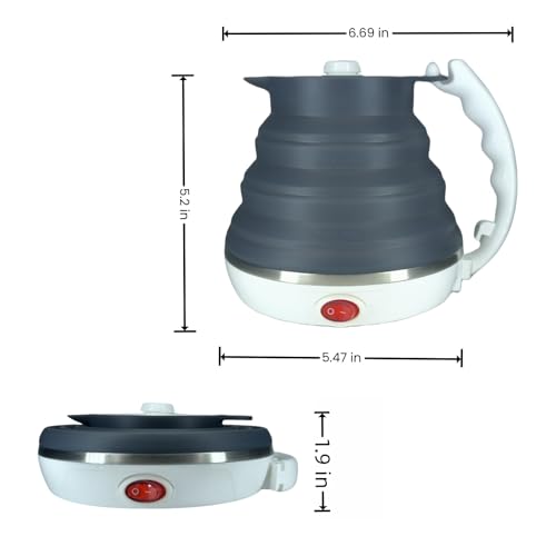 DOFQQG Travel Electric Kettle Small, Collpasible Electric Kettle, Portable Tea Kettle + Paperless Collapsible Pour Over Coffee Dripper, Travel Pour Over Coffee Maker Camping Single Cup (Black) - My Kitchen Products