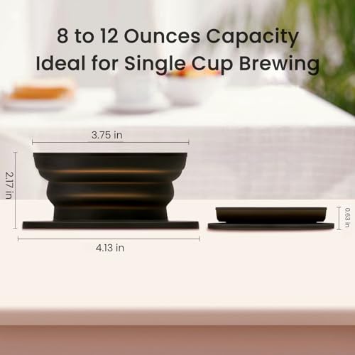 DOFQQG Travel Electric Kettle Small, Collpasible Electric Kettle, Portable Tea Kettle + Paperless Collapsible Pour Over Coffee Dripper, Travel Pour Over Coffee Maker Camping Single Cup (Black) - My Kitchen Products