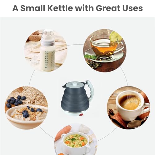 DOFQQG Travel Electric Kettle Small, Collpasible Electric Kettle, Portable Tea Kettle + Paperless Collapsible Pour Over Coffee Dripper, Travel Pour Over Coffee Maker Camping Single Cup (Black) - My Kitchen Products