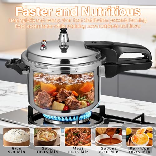 DOITOOL 4.2 Quart Aluminum Pressure Cooker Stovetop Fast Cooking Pot Pressure Canner Compatible for Induction Cookers and Gas Stoves, Silver (4L) - My Kitchen Products