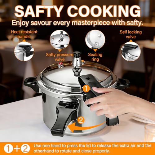 DOITOOL 4.2 Quart Aluminum Pressure Cooker Stovetop Fast Cooking Pot Pressure Canner Compatible for Induction Cookers and Gas Stoves, Silver (4L) - My Kitchen Products